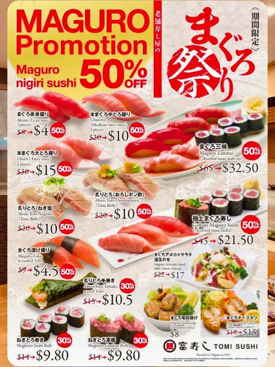Tomi Sushi Deals Till 28 May 2026