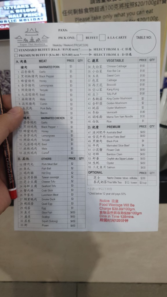 Super Thai Mookata Menu