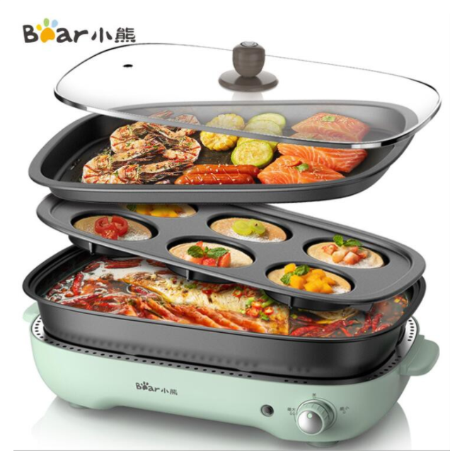 Bear Steamboat with Removable BBQ Grill and Steamboat Pot