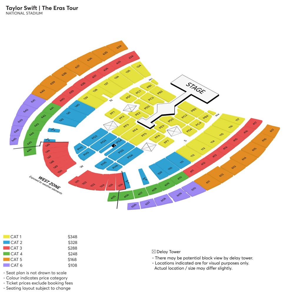 Taylor Swift SIngapore 2024 Seats