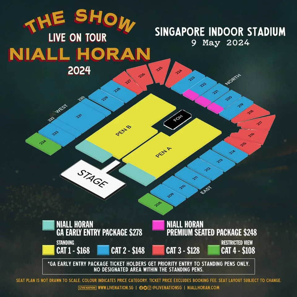 Niall Horan The Show Singapore 2024 Seating